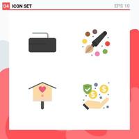 4 User Interface Flat Icon Pack of modern Signs and Symbols of curling house color painting dollar Editable Vector Design Elements