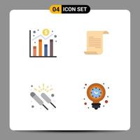 4 Universal Flat Icons Set for Web and Mobile Applications digital fireworks economy greece night Editable Vector Design Elements