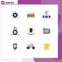 9 Universal Flat Color Signs Symbols of mic sound journey time lock Editable Vector Design Elements