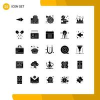 Pictogram Set of 25 Simple Solid Glyphs of medical king world eco empire cd Editable Vector Design Elements