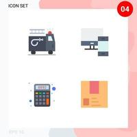 4 Flat Icon concept for Websites Mobile and Apps firefighter calculator accident mac math Editable Vector Design Elements