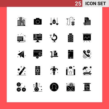 25 glifos sólidos universales establecidos para aplicaciones web y móviles inversión comercial envío de pascua elementos de diseño vectorial editables de comercio electrónico vector