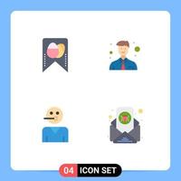 4 Thematic Vector Flat Icons and Editable Symbols of tag support business avatar bug Editable Vector Design Elements