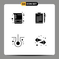 4 User Interface Solid Glyph Pack of modern Signs and Symbols of flasks sheet document file hair biology Editable Vector Design Elements