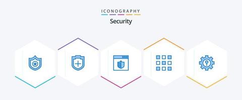 paquete de iconos azules de seguridad 25 que incluye candado. número. seguro. cerrar con llave. código vector