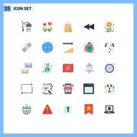 Mobile Interface Flat Color Set of 25 Pictograms of rope growth bag financing backward Editable Vector Design Elements