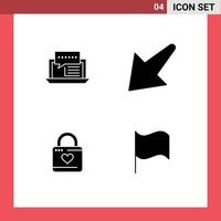 Set of 4 Modern UI Icons Symbols Signs for consulting lock internet arrow heart Editable Vector Design Elements