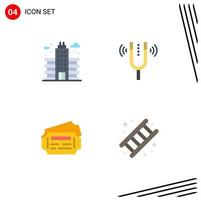 Group of 4 Modern Flat Icons Set for city train building kamerton station Editable Vector Design Elements