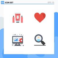 Mobile Interface Flat Icon Set of 4 Pictograms of sport analysis healthcare like data management Editable Vector Design Elements