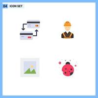 Group of 4 Modern Flat Icons Set for card image credit carpenter photo Editable Vector Design Elements