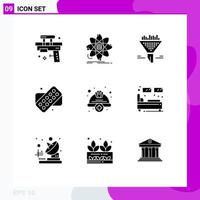 9 Universal Solid Glyphs Set for Web and Mobile Applications add medical research tablet funnel Editable Vector Design Elements