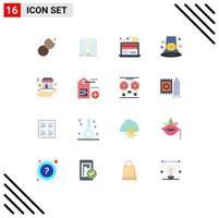 Pack of 16 Modern Flat Colors Signs and Symbols for Web Print Media such as safe pilgrim economy hat fall Editable Pack of Creative Vector Design Elements