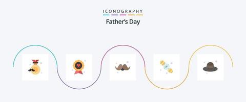 Fathers Day Flat 5 Icon Pack Including . day. fathers day. brim. fathers day vector