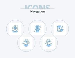 paquete de iconos azul de navegación 5 diseño de iconos. viaje. tráfico. alfiler. señal. alfiler de mapa vector