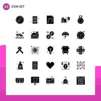 Set of 25 Modern UI Icons Symbols Signs for dumbbell publish user game disc Editable Vector Design Elements