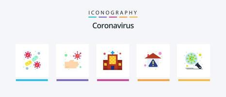 paquete de iconos coronavirus flat 5 que incluye bacterias. prevenir. insalubre. higiene. hospital. diseño de iconos creativos vector