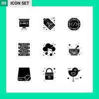 Modern Set of 9 Solid Glyphs and symbols such as audio rack mount code rack produc Editable Vector Design Elements