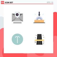 Set of 4 Modern UI Icons Symbols Signs for email symbolism business technology city Editable Vector Design Elements