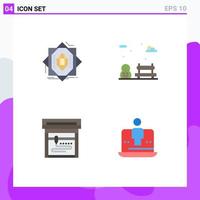 Editable Vector Line Pack of 4 Simple Flat Icons of abstract printing formation park digital Editable Vector Design Elements