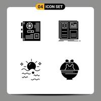 4 Universal Solid Glyphs Set for Web and Mobile Applications computer ui mother grid sky Editable Vector Design Elements