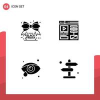 Editable Vector Line Pack of Simple Solid Glyphs of black friday ophthalmology sale web direction Editable Vector Design Elements