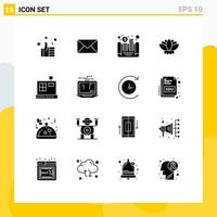 Group of 16 Modern Solid Glyphs Set for computer commerce coins cashbox china Editable Vector Design Elements