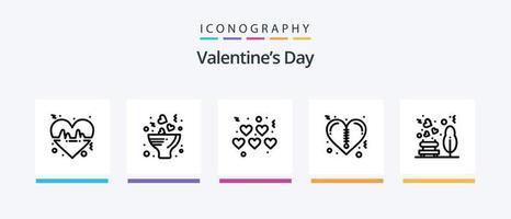 paquete de iconos de la línea 5 del día de san valentín que incluye el hogar. computadora portátil. gente. amar. romance. diseño de iconos creativos vector