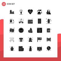 25 Universal Solid Glyphs Set for Web and Mobile Applications reaction security human cyber gdpr Editable Vector Design Elements