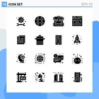 paquete de iconos vectoriales de stock de 16 signos y símbolos de línea para elementos de diseño vectorial editables de equipaje seguro de bolsa web de perfil vector