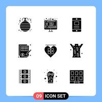 Modern Set of 9 Solid Glyphs and symbols such as board justice mobile document accuracy Editable Vector Design Elements