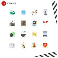 Modern Set of 16 Flat Colors Pictograph of education building glasses smart house home networking Editable Pack of Creative Vector Design Elements