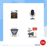 Flat Icon Pack of 4 Universal Symbols of tool filter tools mic funnel Editable Vector Design Elements