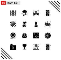 Set of 16 Modern UI Icons Symbols Signs for banking diamond thunder mobile table Editable Vector Design Elements