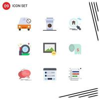 User Interface Pack of 9 Basic Flat Colors of photo delete home make up make Editable Vector Design Elements
