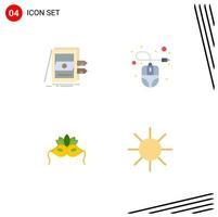 Pack of 4 Modern Flat Icons Signs and Symbols for Web Print Media such as pos mask system computer mouse venetian Editable Vector Design Elements