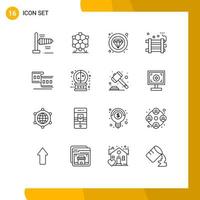 Set of 16 Modern UI Icons Symbols Signs for film camera quality party bomb explosive Editable Vector Design Elements