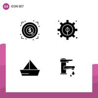 Editable Vector Line Pack of Simple Solid Glyphs of marketing ship target power yacht Editable Vector Design Elements