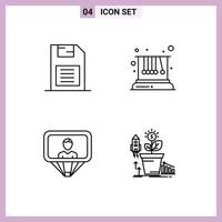 Mobile Interface Line Set of 4 Pictograms of memory card user sd card pendulum id Editable Vector Design Elements