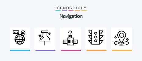 paquete de iconos de la línea de navegación 5 que incluye mapa de calles. móvil. ubicación. mapa. señal. diseño de iconos creativos vector