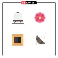 4 Universal Flat Icons Set for Web and Mobile Applications board production development flower croissant Editable Vector Design Elements