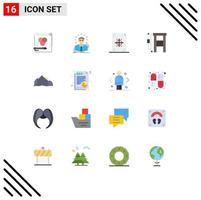 16 User Interface Flat Color Pack of modern Signs and Symbols of gas station gas person printing development Editable Pack of Creative Vector Design Elements