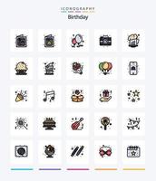 Creative Birthday 25 Line FIlled icon pack  Such As cake. celebration. birthday. birthday. alcohol vector