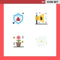 4 Creative Icons Modern Signs and Symbols of protection education bug marketing celebrate Editable Vector Design Elements