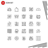 Group of 25 Lines Signs and Symbols for care gauge sweet dashboard private Editable Vector Design Elements