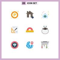 Stock Vector Icon Pack of 9 Line Signs and Symbols for design presentation house layout present Editable Vector Design Elements