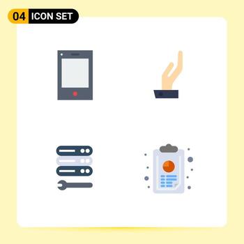 Pack of 4 Modern Flat Icons Signs and Symbols for Web Print Media such as devices wrench tablet share annual report Editable Vector Design Elements