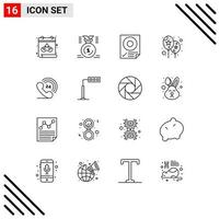 Set of 16 Modern UI Icons Symbols Signs for phone festival check event paper Editable Vector Design Elements