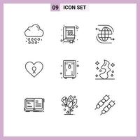 Stock Vector Icon Pack of 9 Line Signs and Symbols for patient love coding heart communication Editable Vector Design Elements