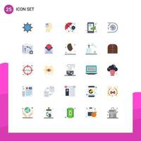 Mobile Interface Flat Color Set of 25 Pictograms of statistical finance male chart protection shield Editable Vector Design Elements