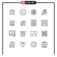 Outline Pack of 16 Universal Symbols of modern architecture kiwi internet server Editable Vector Design Elements